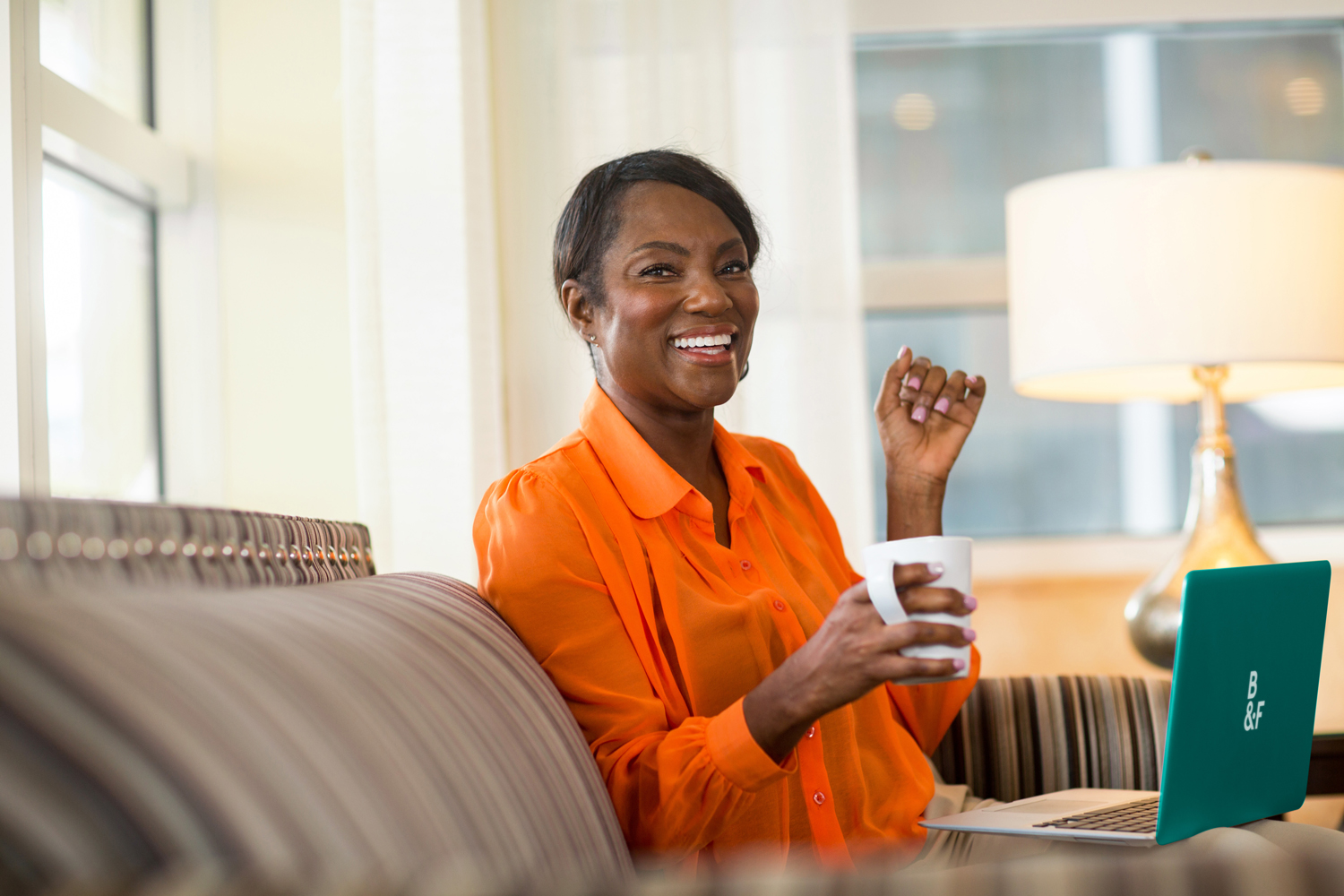 African American woman working from home.