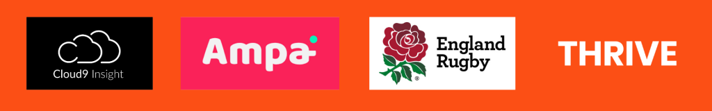 The companies of the guest speakers - Cloud9 Insight, Ampa, England Rugby and Thrive